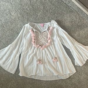 Lilly Pulitzer Blouse with pink accent tassels XS